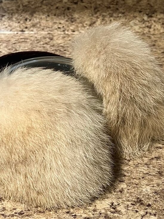 *NEW* {Genuine} Fox Fur Ear Muffs With A Chocolate Brown Velvet Headband*